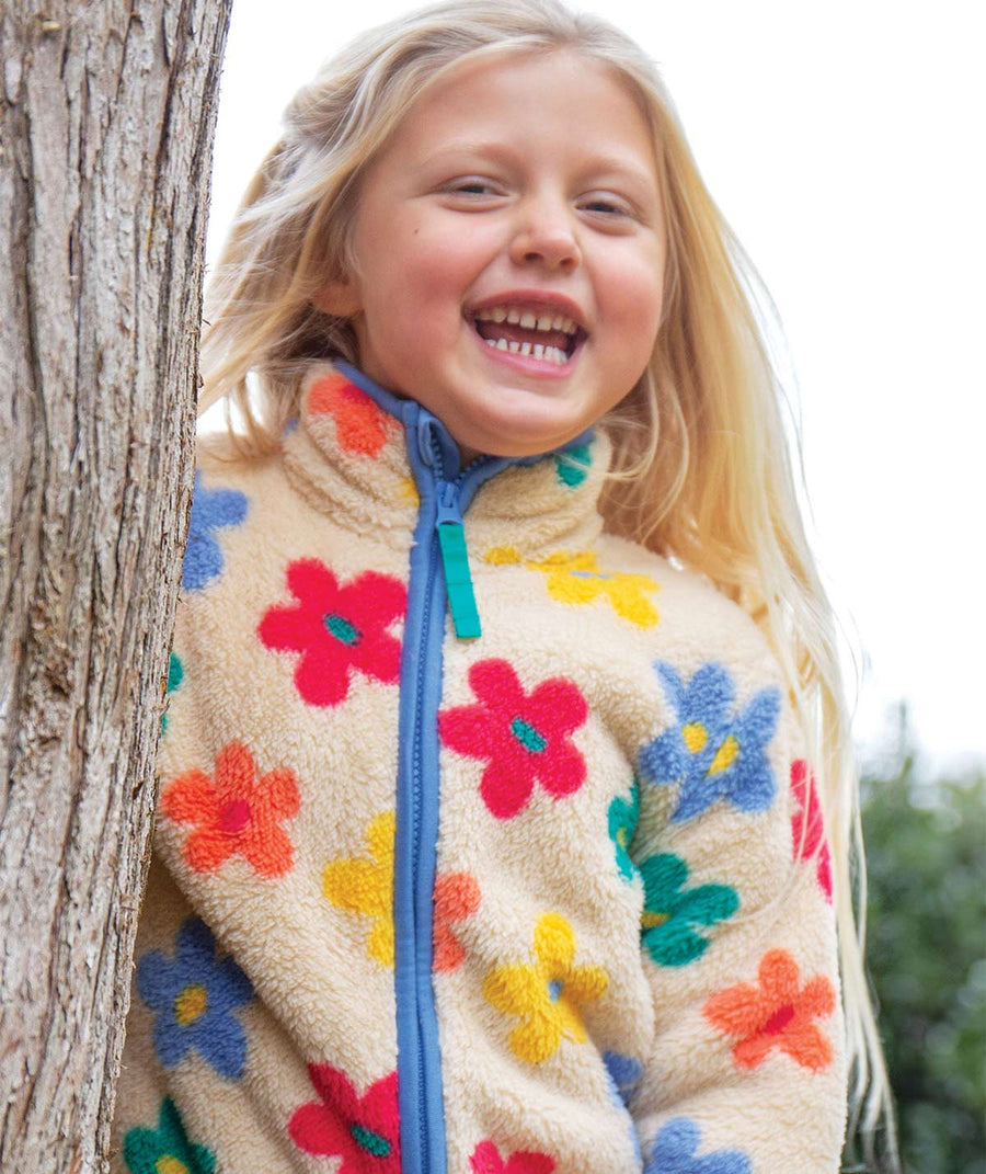 Zipped Ted Fleece Jacket - Flower Pop