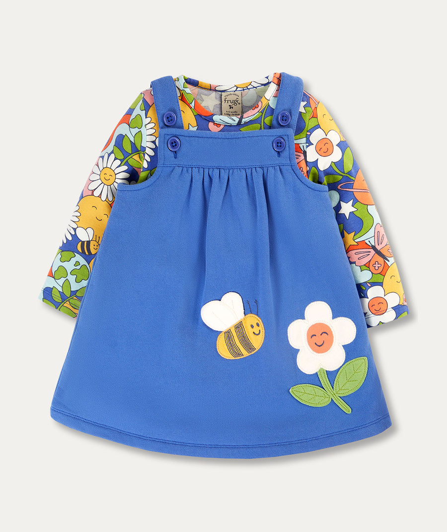 Polly Pinafore Outfit - Blue Tang/Retro Happy