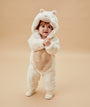 Faux Fur Polar Bear Pramsuit - Ecru