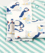 Footed Dungaree Gift Set - Puffin Pals/Moss Stripe