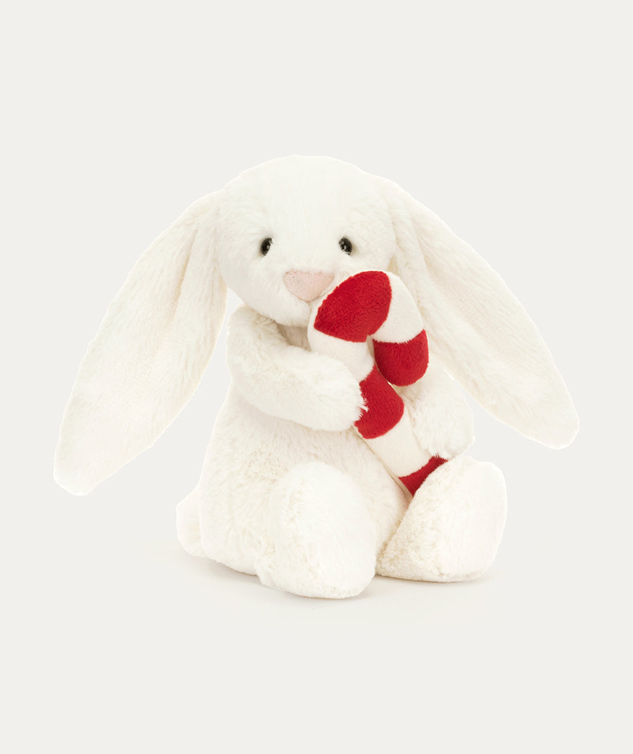 Bashful Bunny with Candy Cane - White