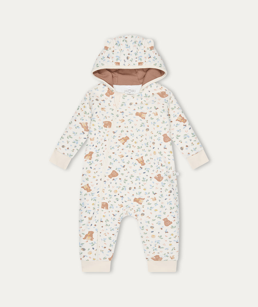 Bear Print Pramsuit - Honey Bear Print