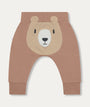 Bear Face Ribbed Joggers - Bear & Brown