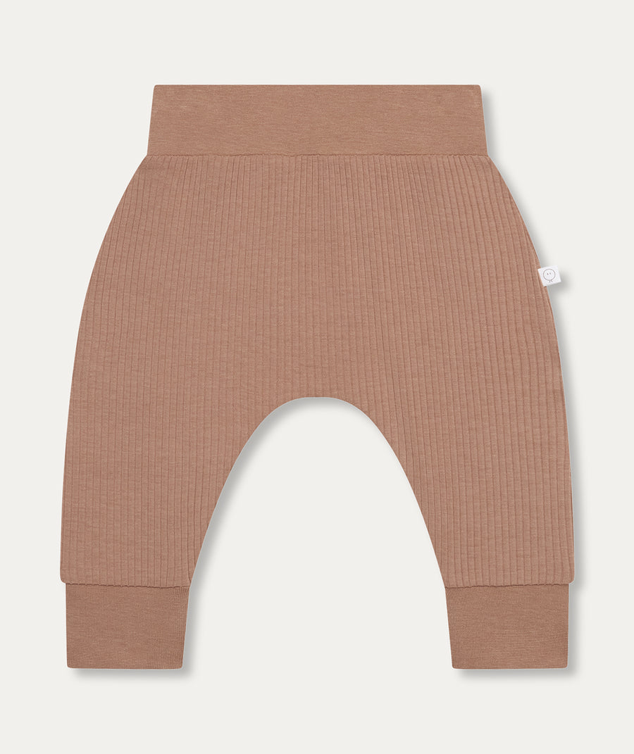 Bear Face Ribbed Joggers - Bear & Brown