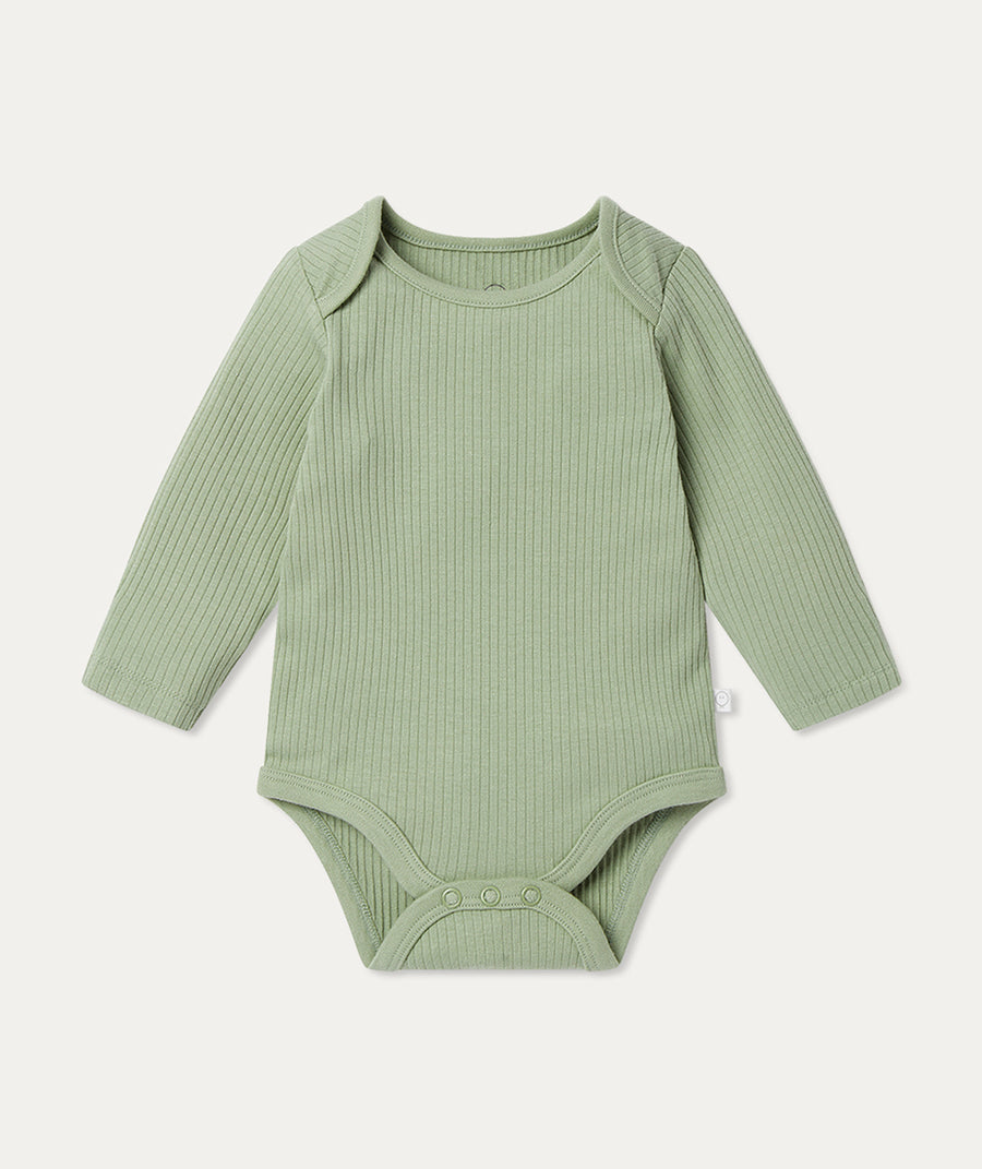 Ribbed Long Sleeve Bodysuit - Ribbed Sage