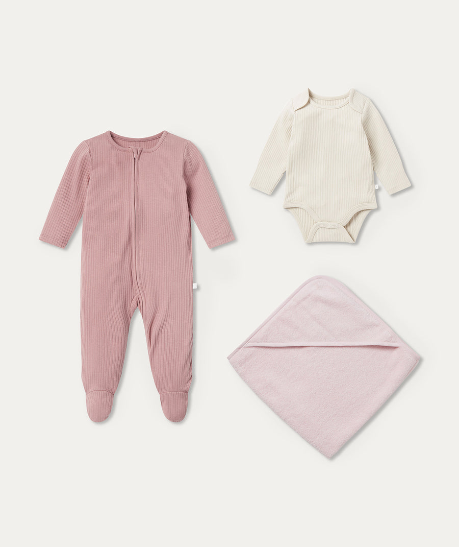 Ribbed Soak & Sleep Set - Ribbed Rose