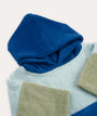 Colourblock Towelling Poncho - Pale Blue Mix