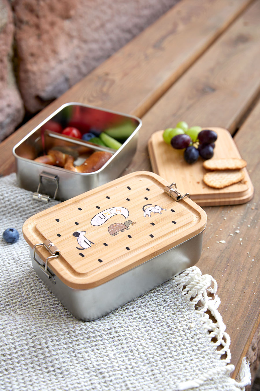 Lunchbox Stainless Steel Bamboo - Happy Prints