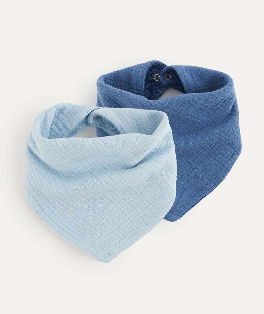 2 Pack Double Layer Bandana Bib - Blue