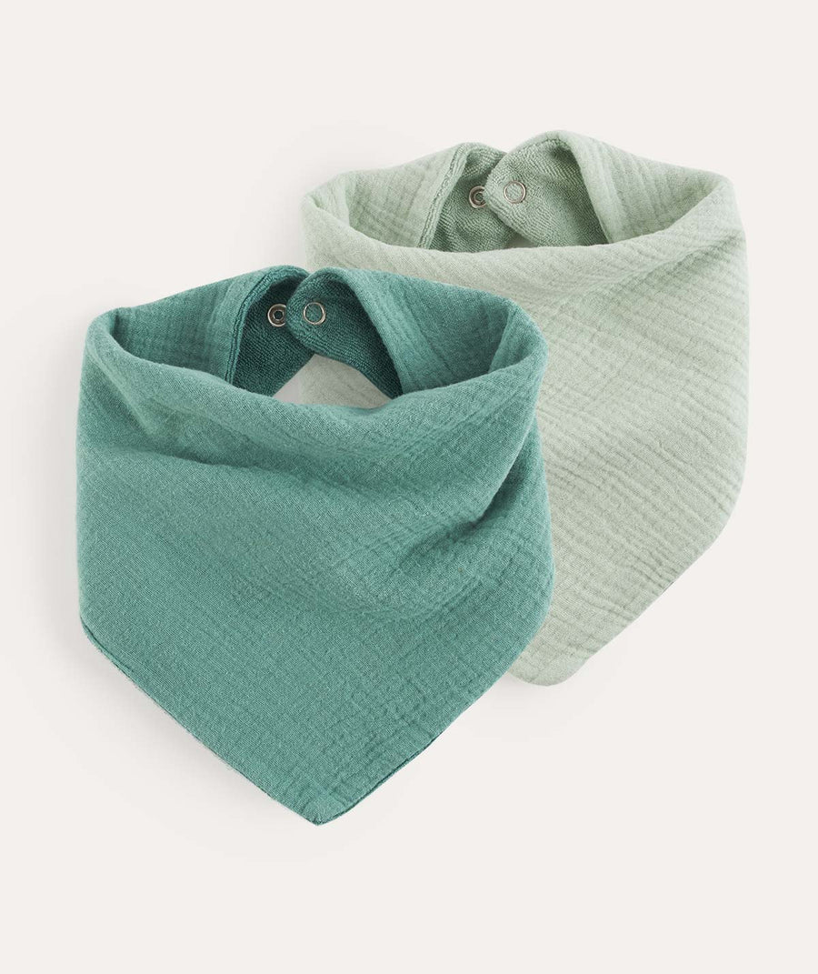 2 Pack Double Layer Bandana Bib - Green