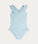 Seersucker Frill Swimsuit - Soft Blue Stripe