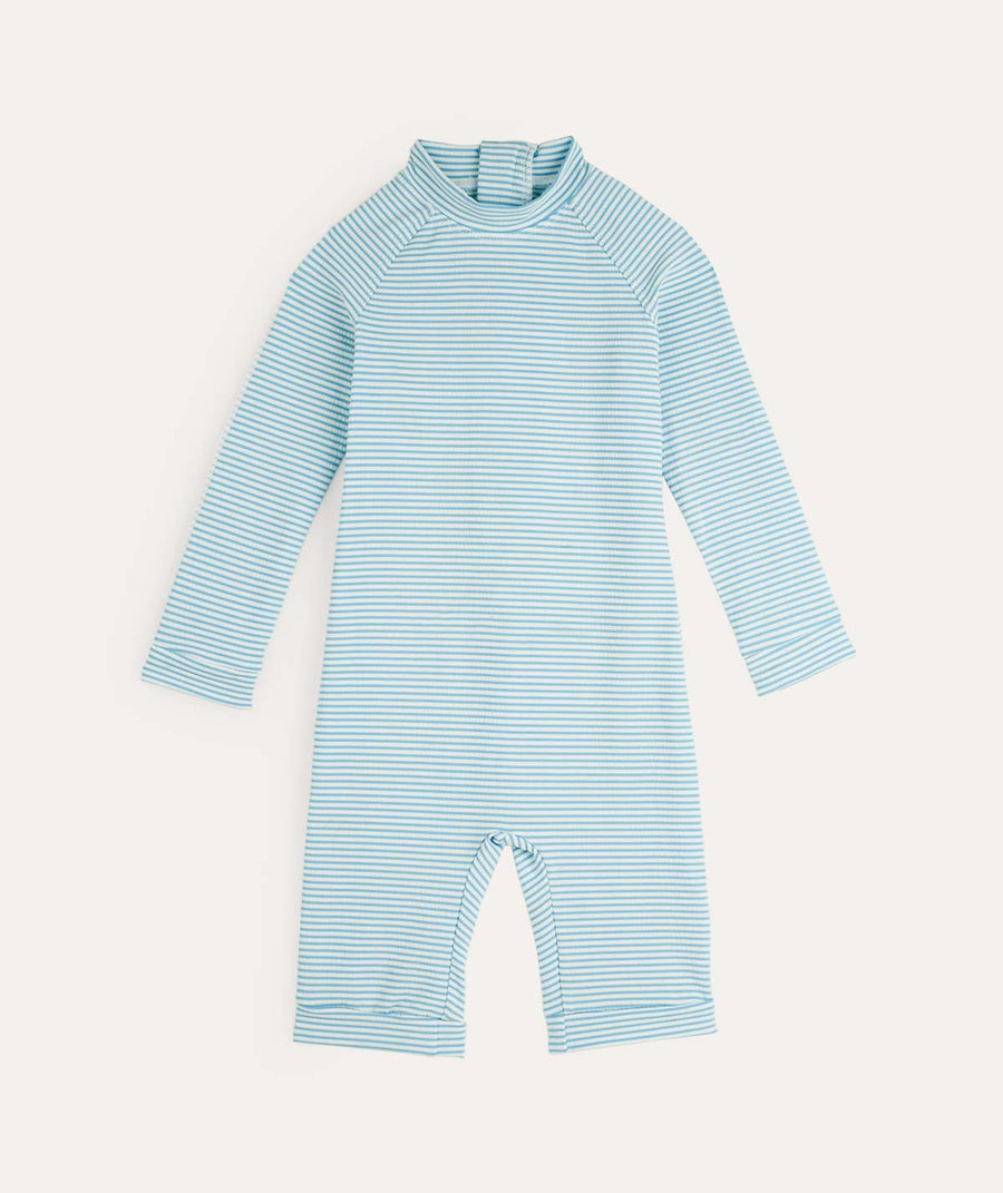 Seersucker Sunsuit - Soft Blue Stripe