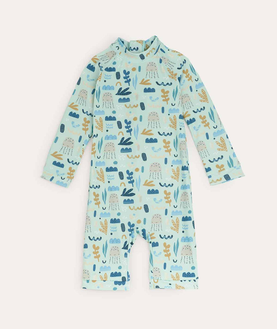 Long Sleeve Sunsuit - Sealife Print