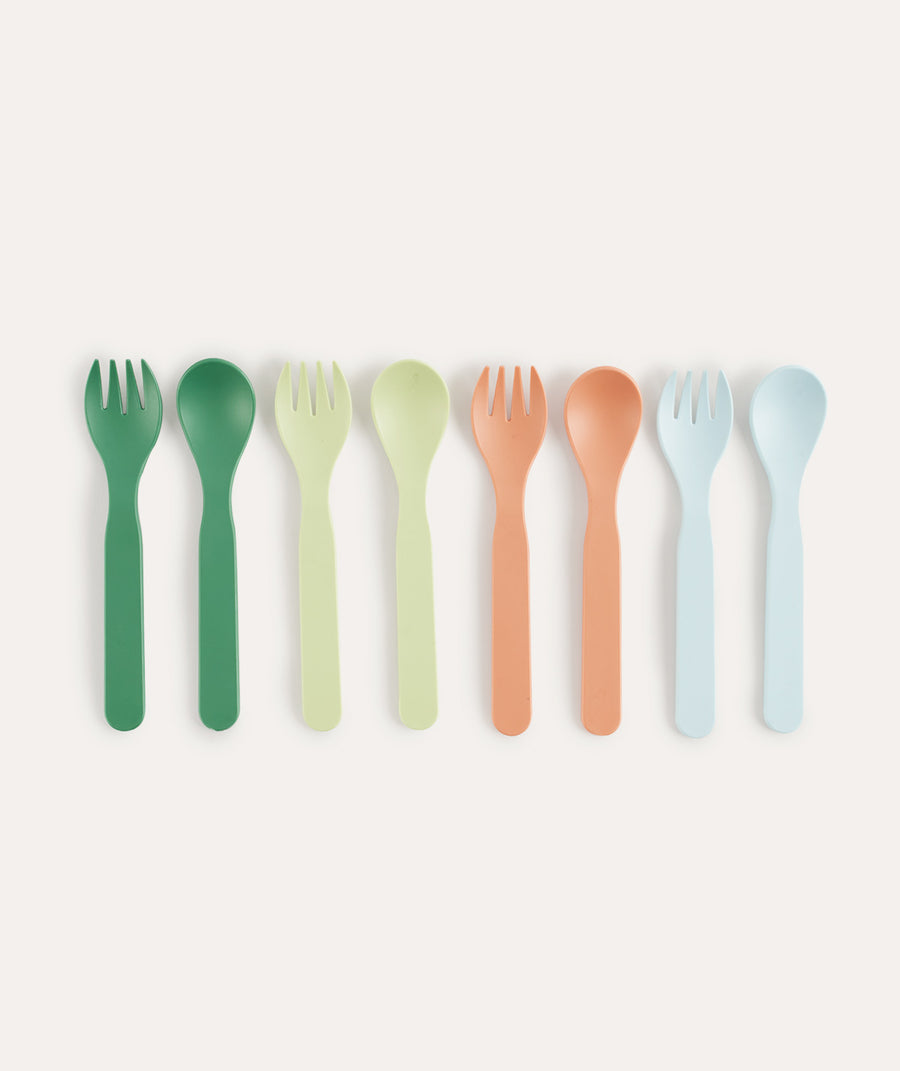 8 Pack Eco Spoons & Forks - Multi