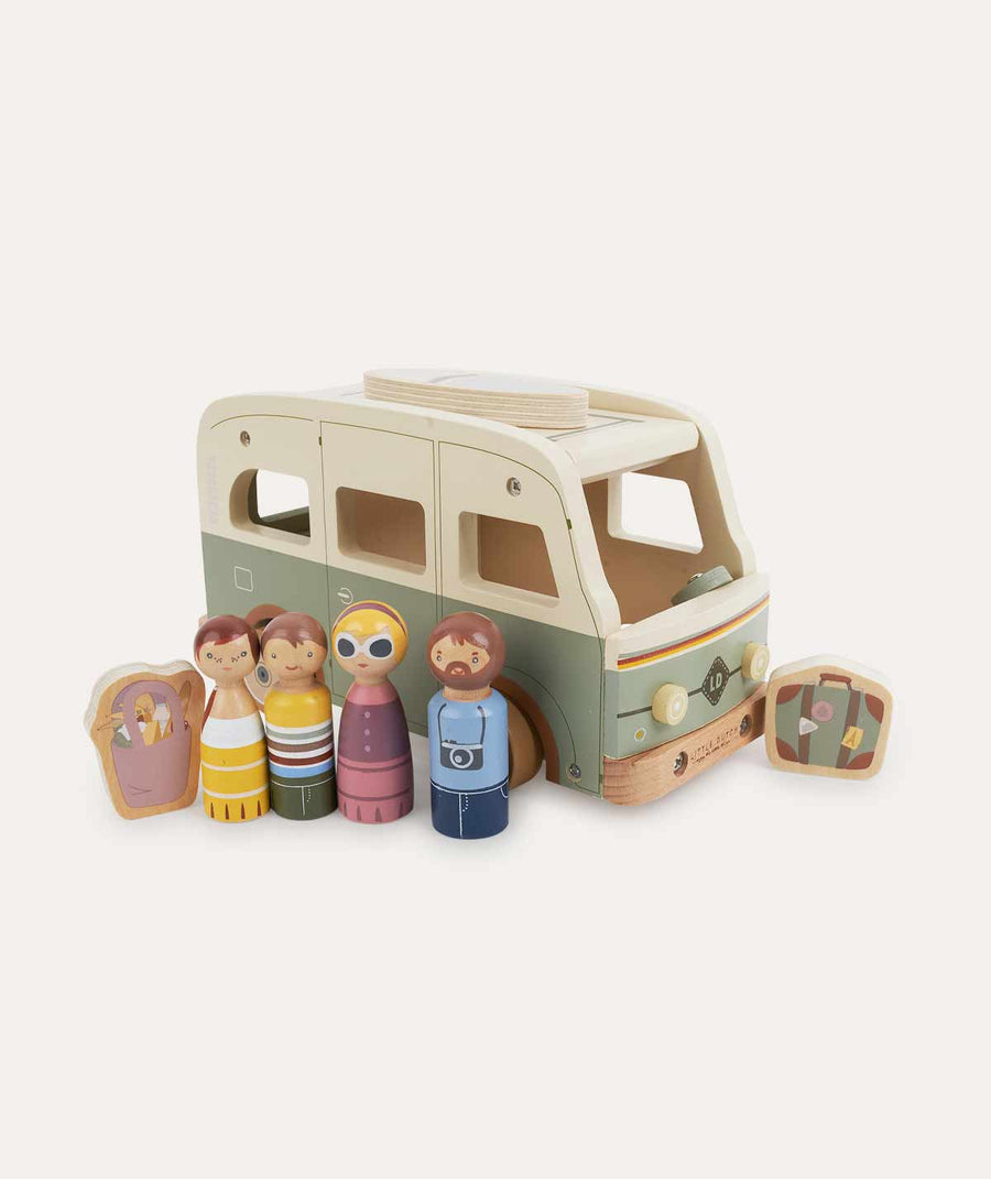 Vintage Vehicle With Peg Dolls - Green