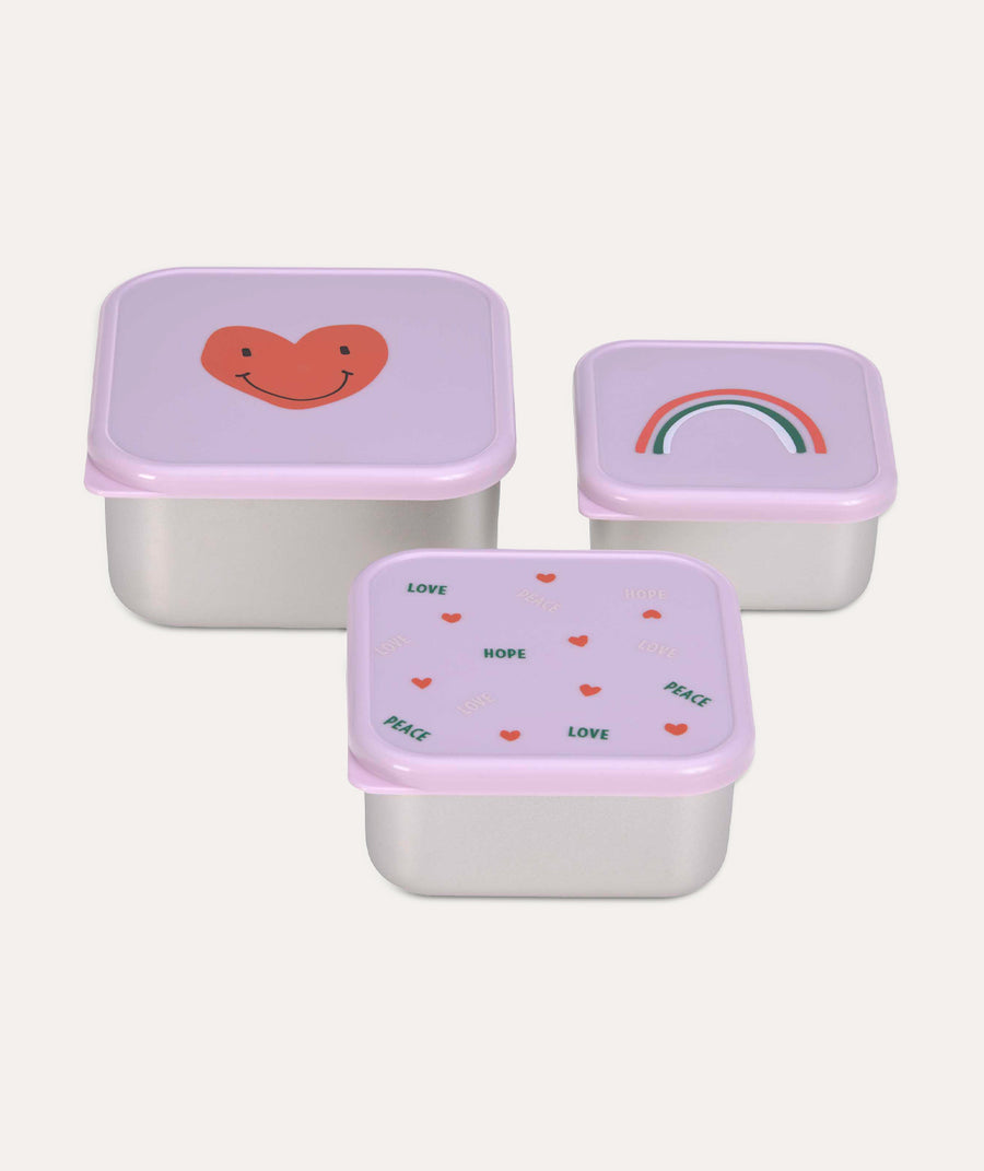 Stainless Steel Snack Box Set of 3 - Purple