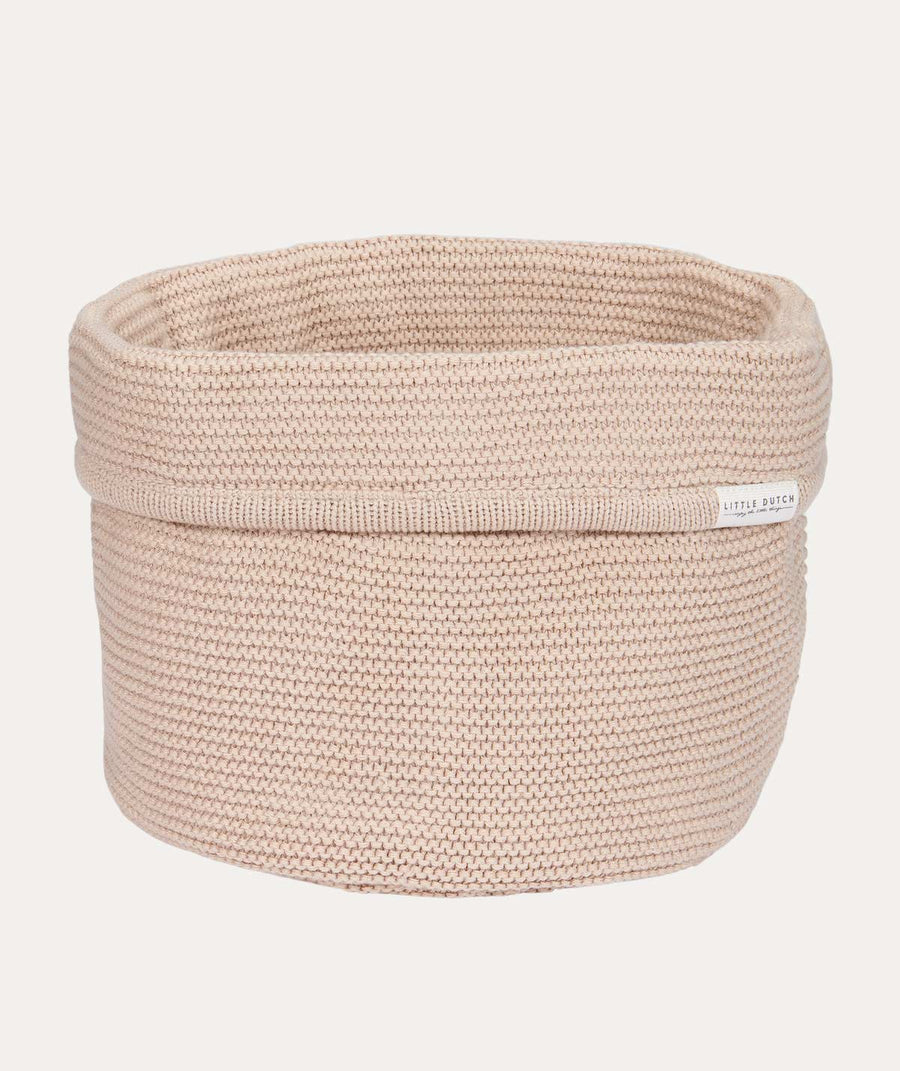 Knitted Storage Basket Round - Beige