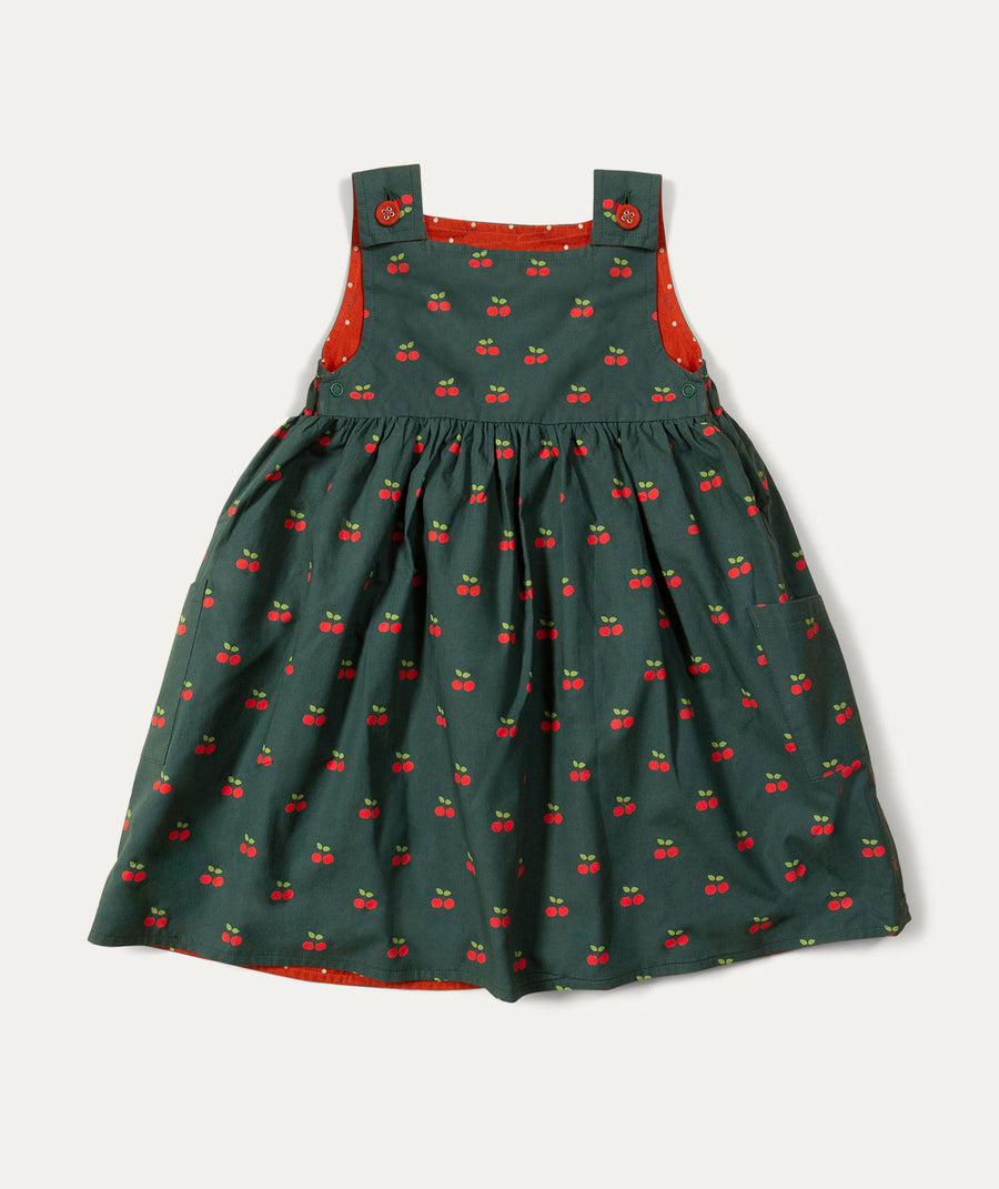 Rainbow Striped Reversible Pinny Dress - Green