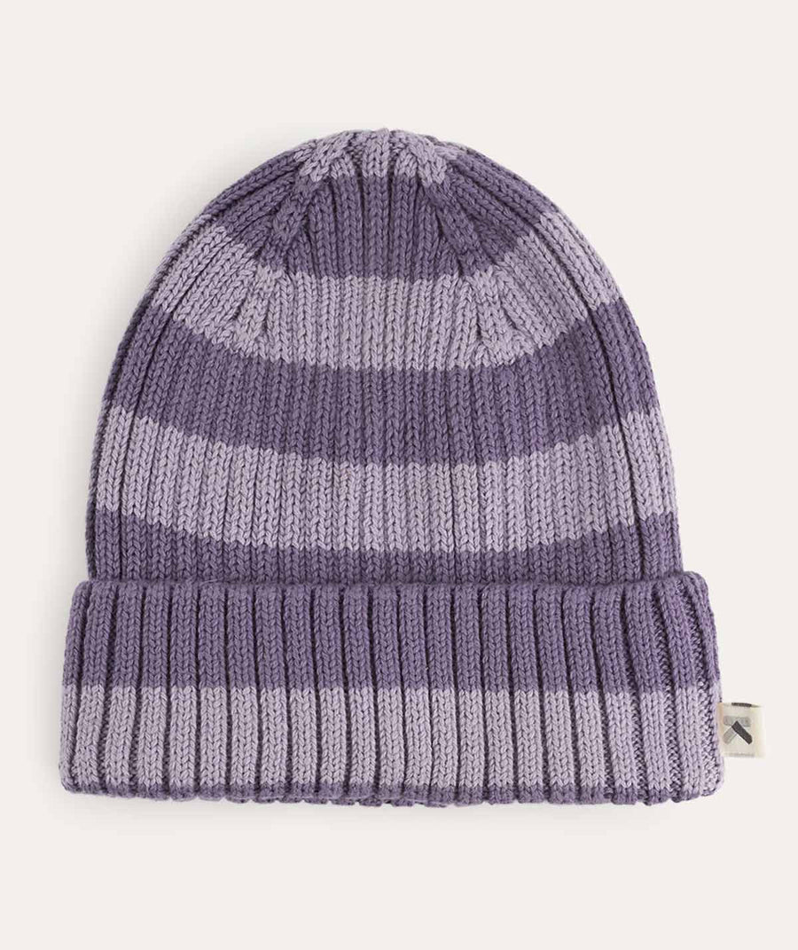 Organic Cotton Beanie - Lavender Stripe