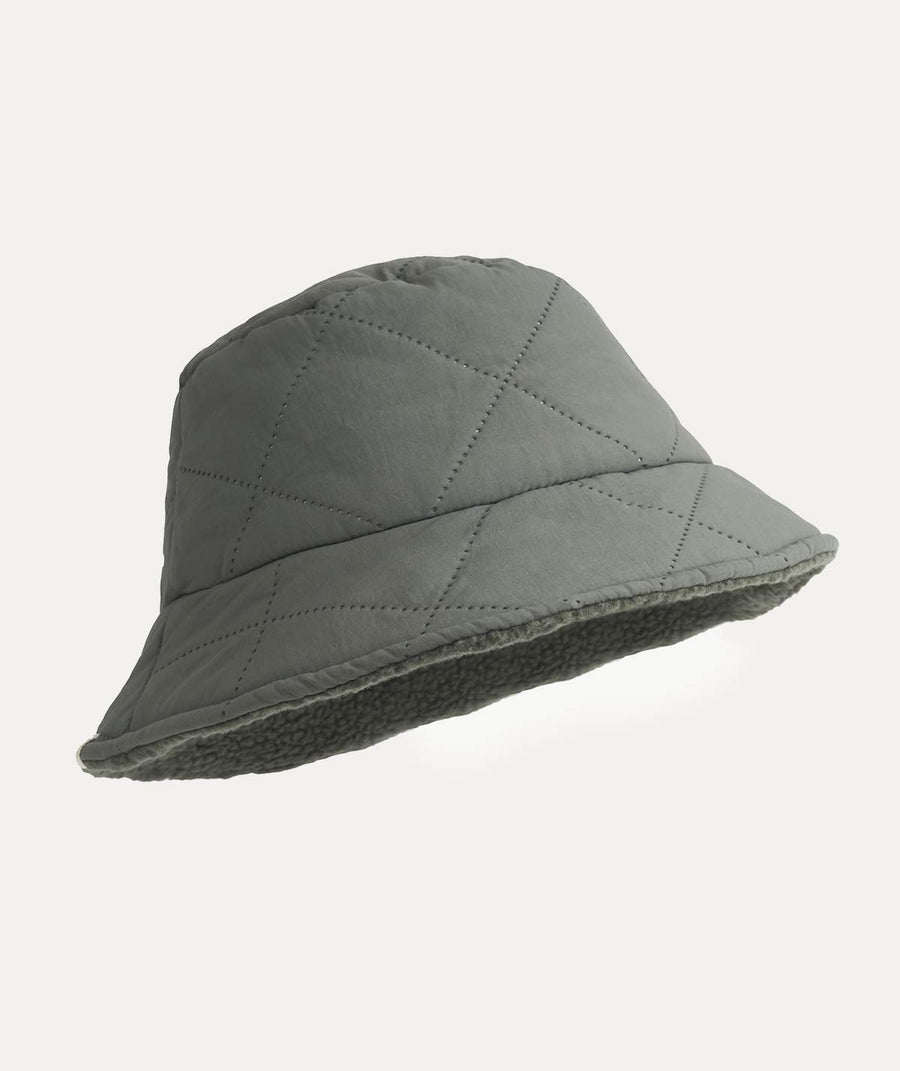 Reversible Quilted Hat - Pewter Green