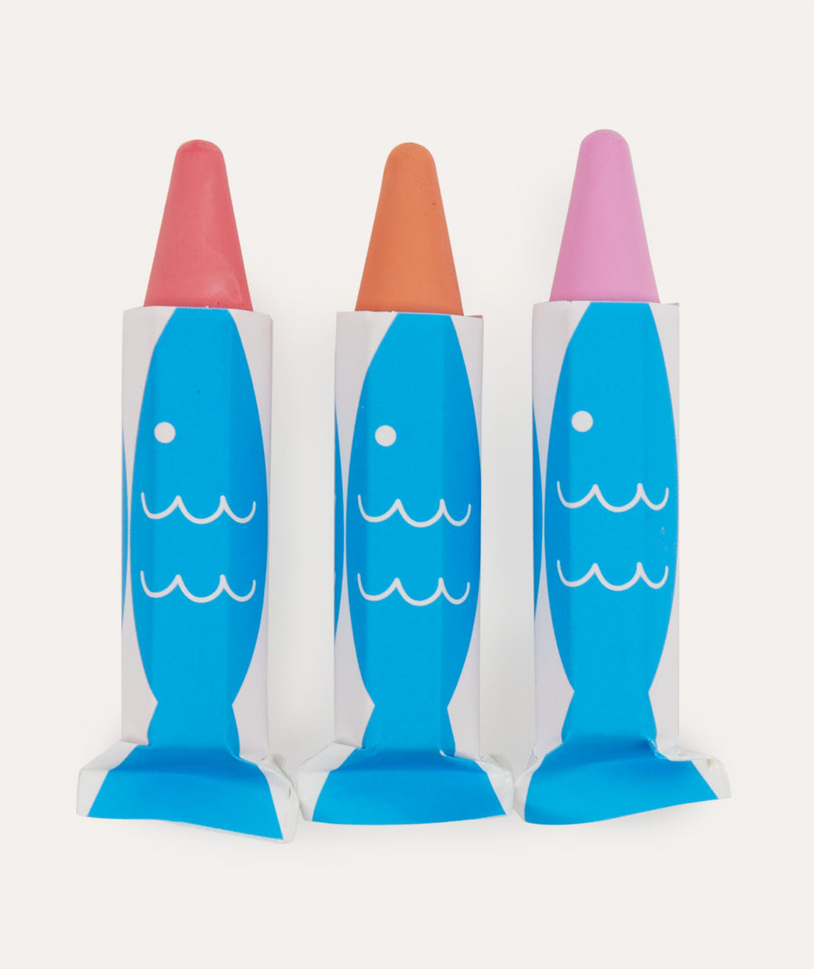 Rice Wax Bath Crayons 3 Colours - Coral (Pink, Orange, Red)